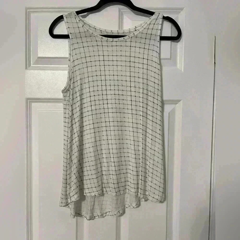 Apt. 9 | White/Colorful Dashed Checker Print Sleeveless Top | Size M